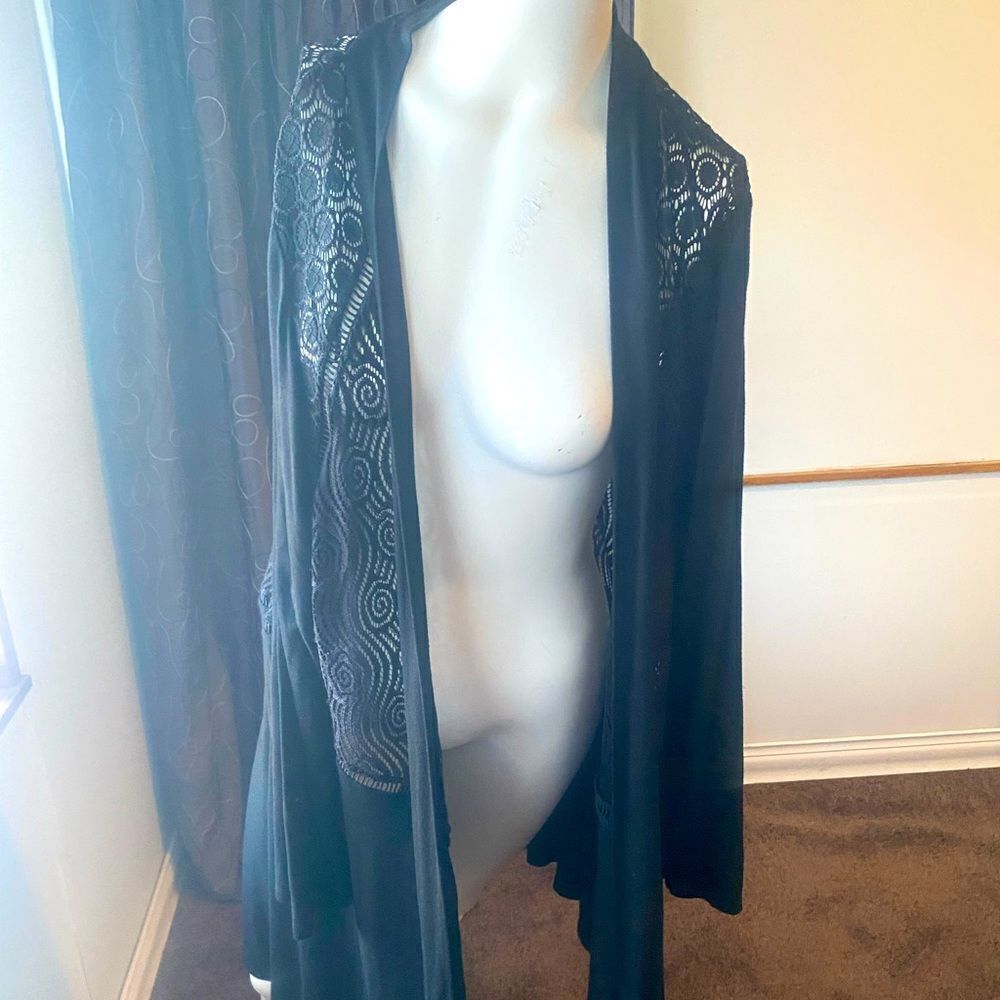 Maria Gabrielle Black Lace open cardigan, size 3X
